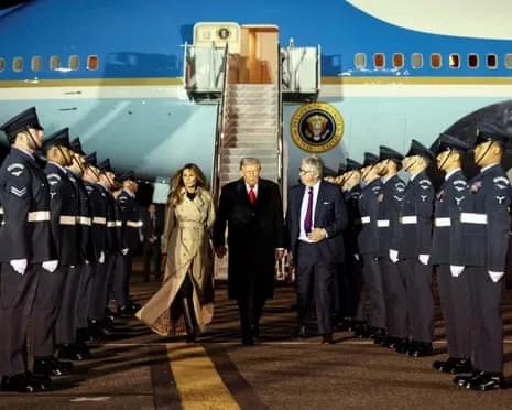 US President Trump Arrives in UK for Unprecedented Repeat State Visit As Demonstrations Assemble in Windsor
